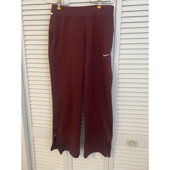 Nike Sweatpants Womens Small Red Crimson Dri Fit Swoosh Logo Straight Leg - Picture 1 of 6